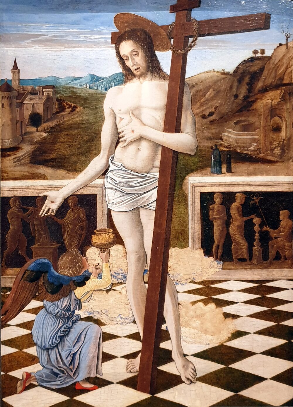 Giovanni Bellini, The Blood of the Redeemer — Christ gathering the Blood from his side into a chalice held by a kneeling angel