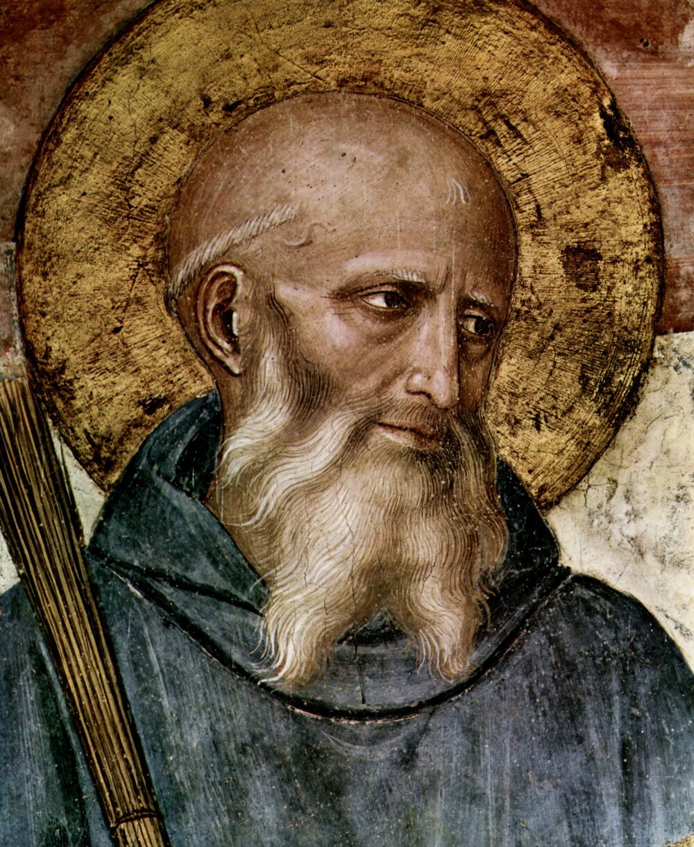 Head of Saint Benedict of Nursia — fresco detail by Fra Angelico, San Marco, Florence