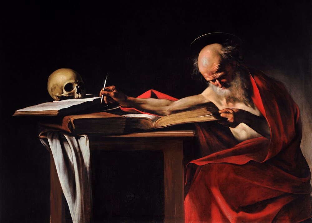 S&atilde;o Jer&ocirc;nimo escrevendo, pintura de Caravaggio