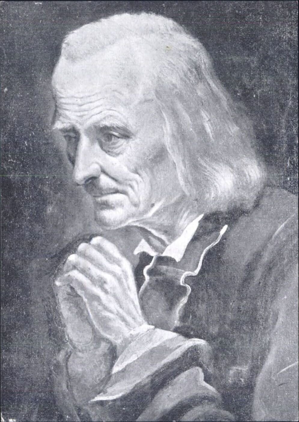 Saint John Mary Vianney, the Cur&eacute; of Ars, hands joined in prayer &mdash; portrait painted from life
