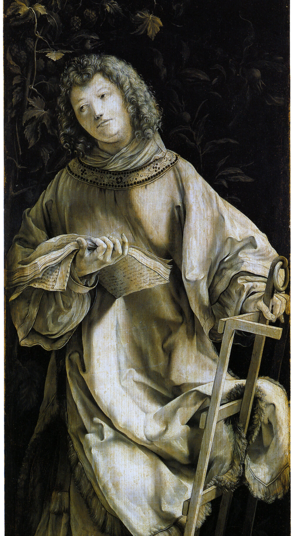 Saint Lawrence in a deacon&rsquo;s dalmatic, holding the book and the gridiron of his martyrdom
